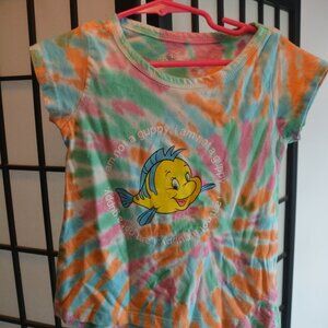 Disney Princess Little Mermaid Flounder tie dye girls shirt